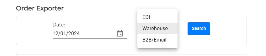 Seeding orders export to the warehouse alongside everything else, by order type.
